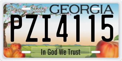 GA license plate PZI4115