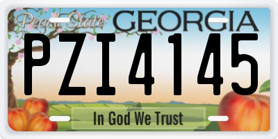 GA license plate PZI4145