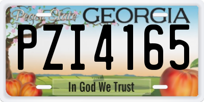 GA license plate PZI4165
