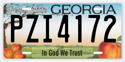 GA license plate PZI4172