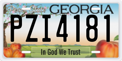 GA license plate PZI4181
