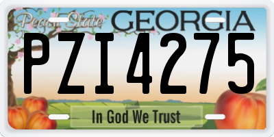 GA license plate PZI4275