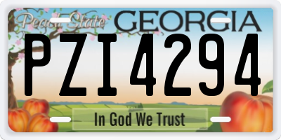 GA license plate PZI4294
