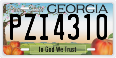 GA license plate PZI4310