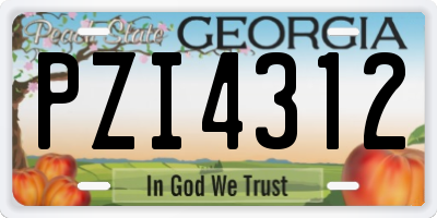 GA license plate PZI4312