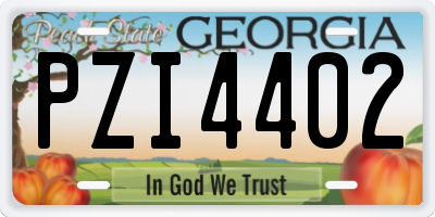 GA license plate PZI4402
