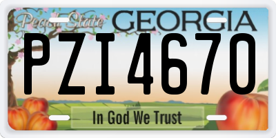 GA license plate PZI4670