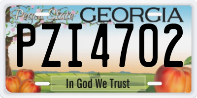 GA license plate PZI4702