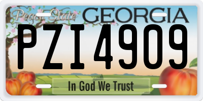 GA license plate PZI4909