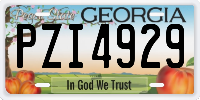 GA license plate PZI4929