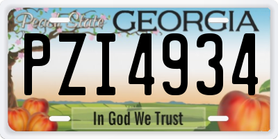 GA license plate PZI4934
