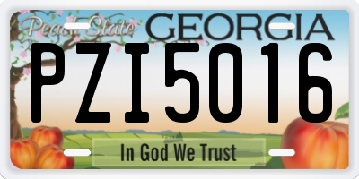 GA license plate PZI5016