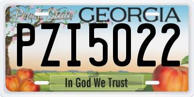 GA license plate PZI5022
