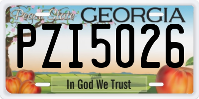 GA license plate PZI5026