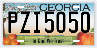 GA license plate PZI5050