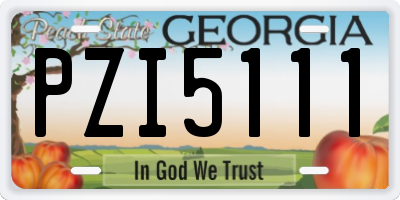 GA license plate PZI5111