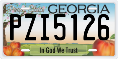 GA license plate PZI5126