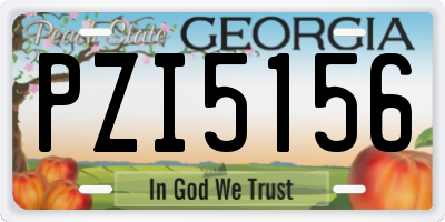 GA license plate PZI5156