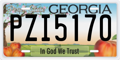 GA license plate PZI5170
