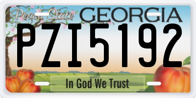 GA license plate PZI5192