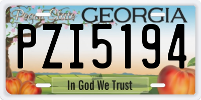GA license plate PZI5194