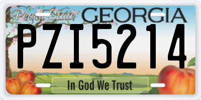 GA license plate PZI5214