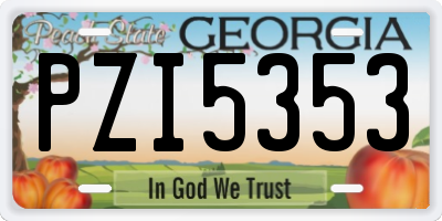GA license plate PZI5353