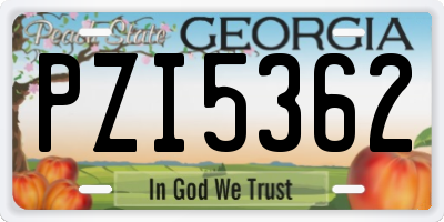 GA license plate PZI5362