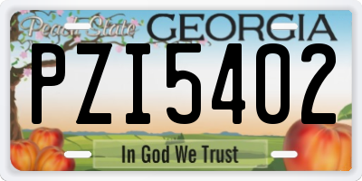 GA license plate PZI5402