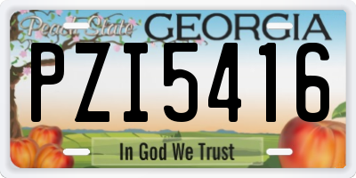GA license plate PZI5416