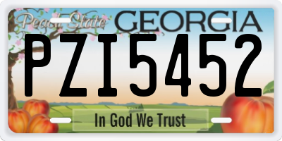 GA license plate PZI5452
