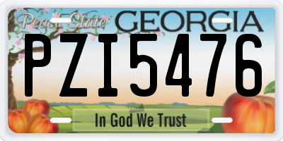GA license plate PZI5476