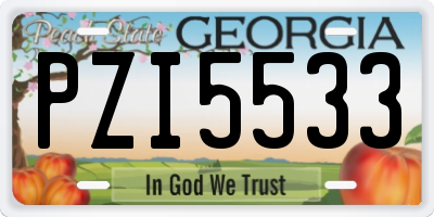 GA license plate PZI5533