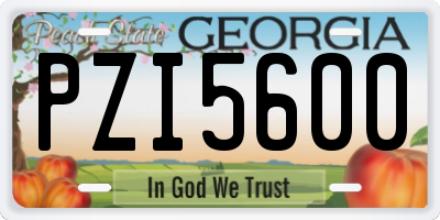 GA license plate PZI5600