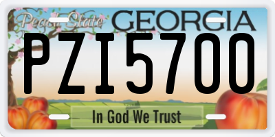 GA license plate PZI5700