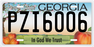 GA license plate PZI6006