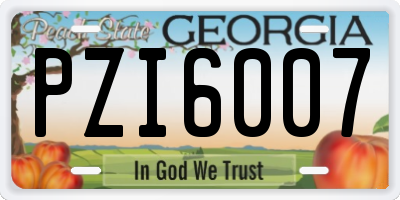 GA license plate PZI6007