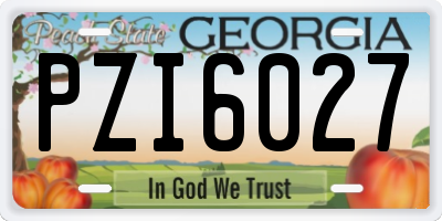 GA license plate PZI6027