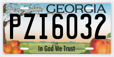 GA license plate PZI6032