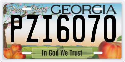 GA license plate PZI6070