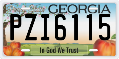 GA license plate PZI6115