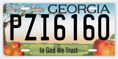 GA license plate PZI6160