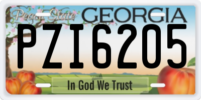 GA license plate PZI6205