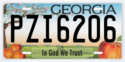 GA license plate PZI6206