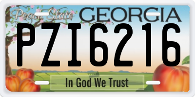GA license plate PZI6216