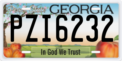 GA license plate PZI6232