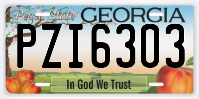 GA license plate PZI6303