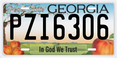 GA license plate PZI6306