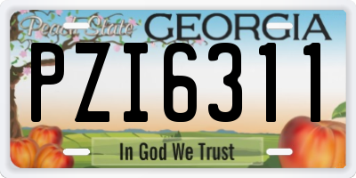 GA license plate PZI6311