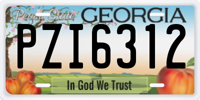 GA license plate PZI6312